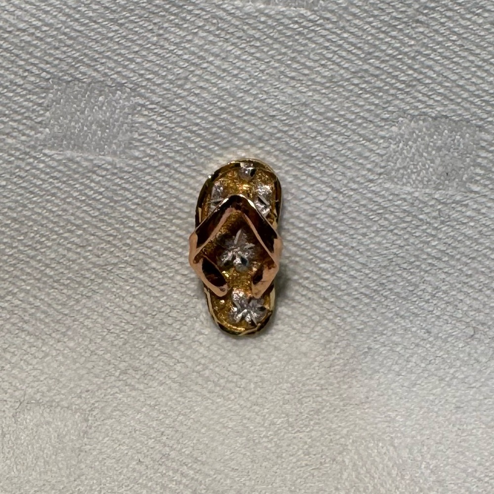 14k Solid Gold Two Tone Flip Flop Sandal Pendant / Charm